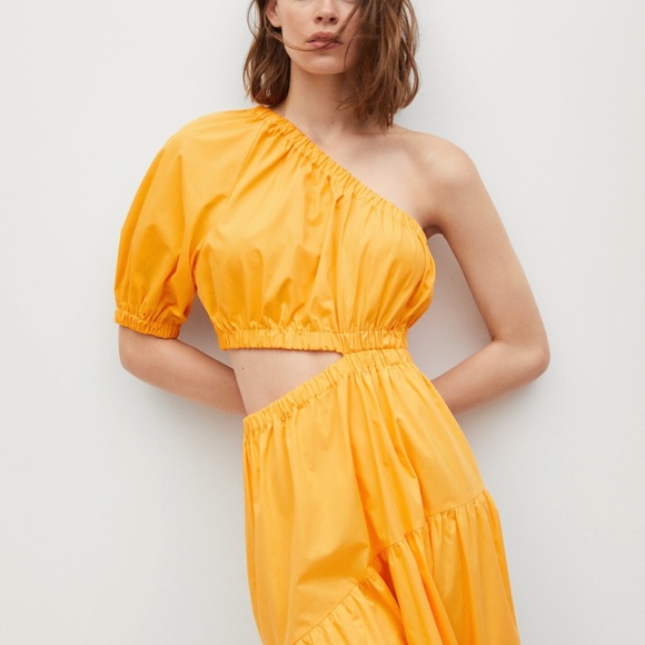 Mango Yellow One Shoulder Dress - Picture 2 of 5